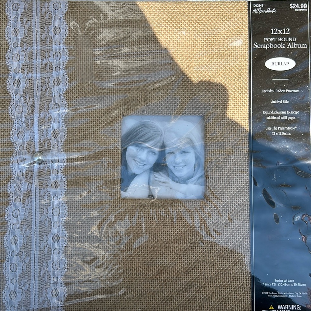 Burlap with lace scrapbook NEW 12x12